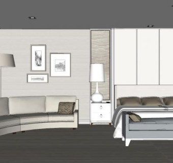 简欧卧室室内sketchup模型下载_sketchup草图大师SKP模型