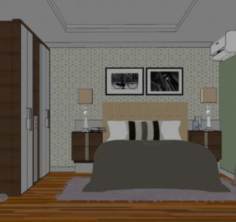 现代风格卧室sketchup模型下载_sketchup草图大师SKP模型