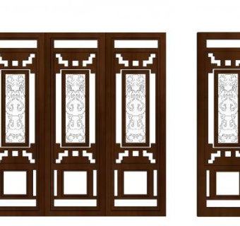 中式仿古木门su模型下载_sketchup草图大师SKP模型