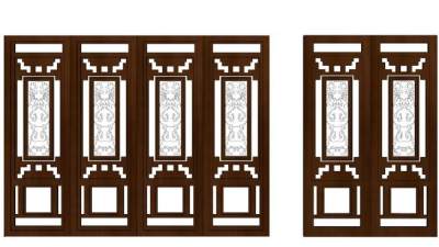 中式仿古木门su模型下载_sketchup草图大师SKP模型