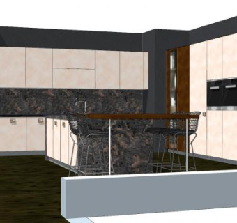 现代厨房设计SU模型下载_sketchup草图大师SKP模型