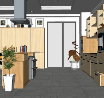 现代厨房整体设计SU模型下载_sketchup草图大师SKP模型