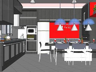 现代厨房餐厅室内SU模型下载_sketchup草图大师SKP模型
