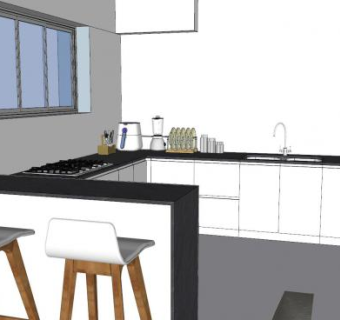现代整体厨房餐厅SU模型下载_sketchup草图大师SKP模型