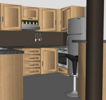 现代简约厨房sketchup模型下载_sketchup草图大师SKP模型
