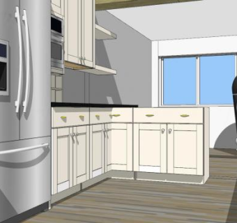 现代整体厨房吧台SU模型下载_sketchup草图大师SKP模型