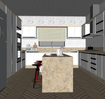 简约风格整体厨房SU模型下载_sketchup草图大师SKP模型