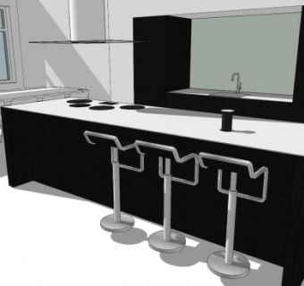 现代风厨房SU模型下载_sketchup草图大师SKP模型