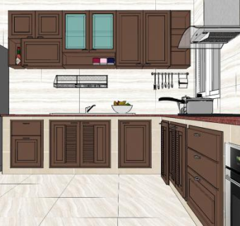美式风格厨房SU模型下载_sketchup草图大师SKP模型