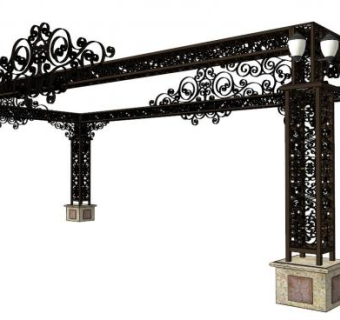 欧式卷草铁艺su模型下载_sketchup草图大师SKP模型