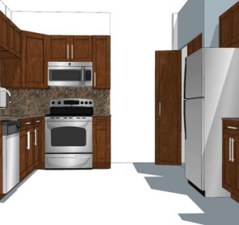现代美式厨房SU模型下载_sketchup草图大师SKP模型