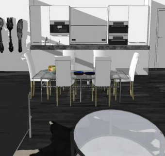 极简风格厨房SU模型下载_sketchup草图大师SKP模型