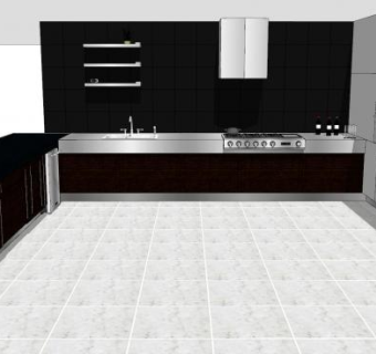 简约厨房橱柜SU模型下载_sketchup草图大师SKP模型