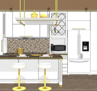 现代简约厨房室内SU模型下载_sketchup草图大师SKP模型