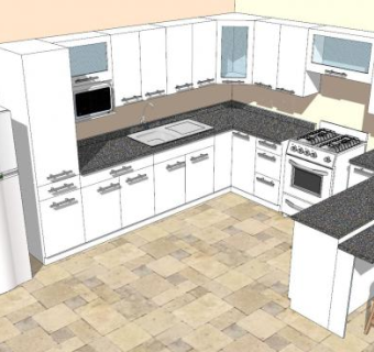 U型厨房橱柜SU模型下载_sketchup草图大师SKP模型