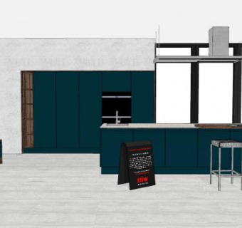 简欧风极简厨房设计SU模型下载_sketchup草图大师SKP模型
