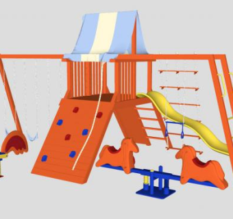 儿童攀爬游乐滑梯设施SU模型下载_sketchup草图大师SKP模型