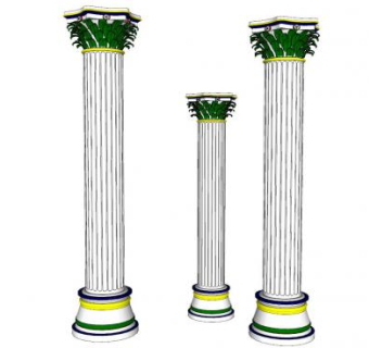 三根现代罗马柱SU模型下载_sketchup草图大师SKP模型