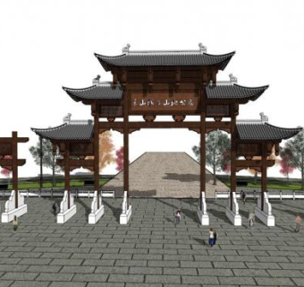 竹牌坊su模型下载_sketchup草图大师SKP模型