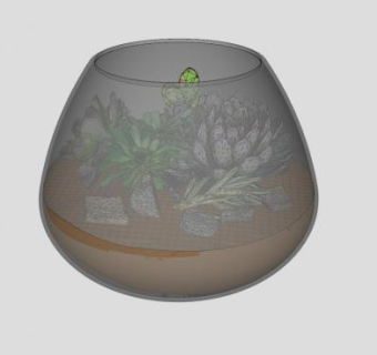 装饰花盆多肉植物SU模型下载_sketchup草图大师SKP模型