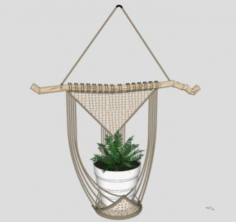 北欧编织挂毯盆栽SU模型下载_sketchup草图大师SKP模型