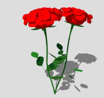 两支玫瑰花SU模型下载_sketchup草图大师SKP模型
