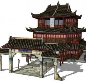 滕王阁su模型下载_sketchup草图大师SKP模型