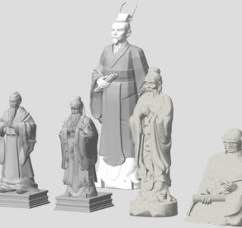 孔子雕塑su模型下载_sketchup草图大师SKP模型