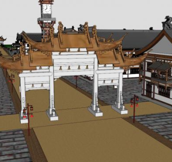 北京观唐别墅su模型下载_sketchup草图大师SKP模型