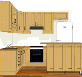 中式简约开放式厨房SU模型下载_sketchup草图大师SKP模型
