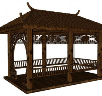 中式水榭su模型下载_sketchup草图大师SKP模型