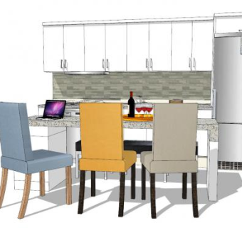 现代厨房吧台sketchup模型下载_sketchup草图大师SKP模型