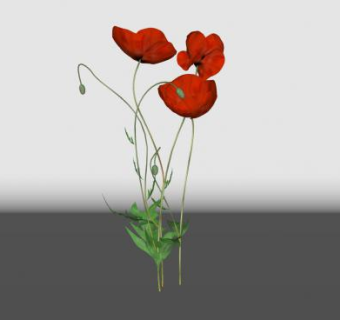 红色开花花卉SU模型下载_sketchup草图大师SKP模型
