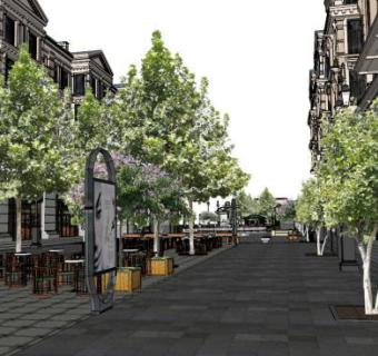 步行街su模型下载_sketchup草图大师SKP模型