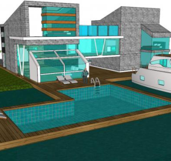 南加利福尼亚海滩别墅su模型下载_sketchup草图大师SKP模型