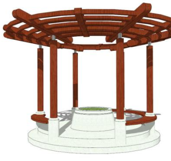 圆形花架su模型下载_sketchup草图大师SKP模型