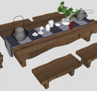 中式茶几su模型下载_sketchup草图大师SKP模型