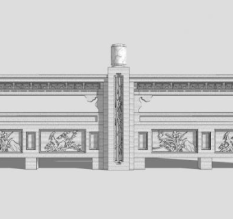 石头栏杆su模型下载_sketchup草图大师SKP模型