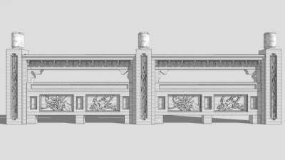 石头栏杆su模型下载_sketchup草图大师SKP模型