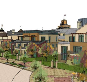 欧式小镇su模型下载_sketchup草图大师SKP模型