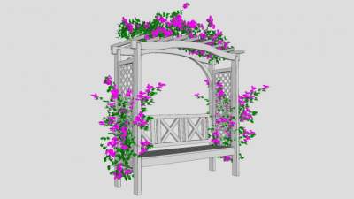 花架户外椅SU模型下载_sketchup草图大师SKP模型