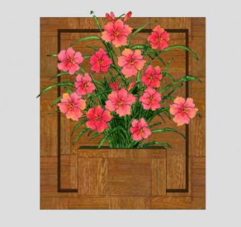 镶花木墙盆栽SU模型下载_sketchup草图大师SKP模型