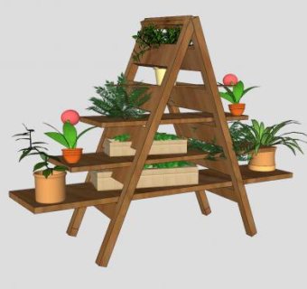 梯架花架SU模型下载_sketchup草图大师SKP模型