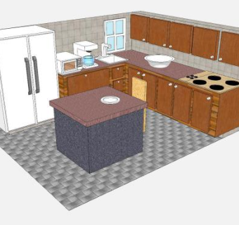 中式厨房SU模型下载_sketchup草图大师SKP模型