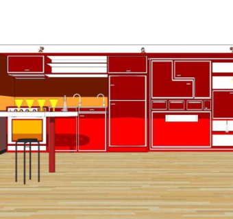 现代时尚厨房餐厅设计SU模型下载_sketchup草图大师SKP模型