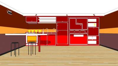 现代时尚厨房餐厅设计SU模型下载_sketchup草图大师SKP模型