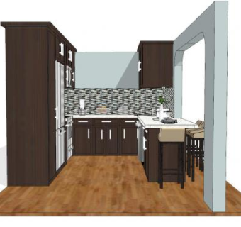 朴素风格厨房餐厅SU模型下载_sketchup草图大师SKP模型