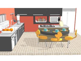 现代家居厨房<em>设计</em>SU模型下载_sketchup草图大师SKP模型