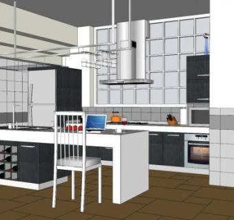 简约现代风厨房SU模型下载_sketchup草图大师SKP模型