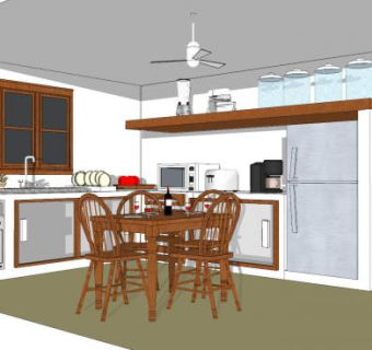 中式简厨房家居SU模型下载_sketchup草图大师SKP模型